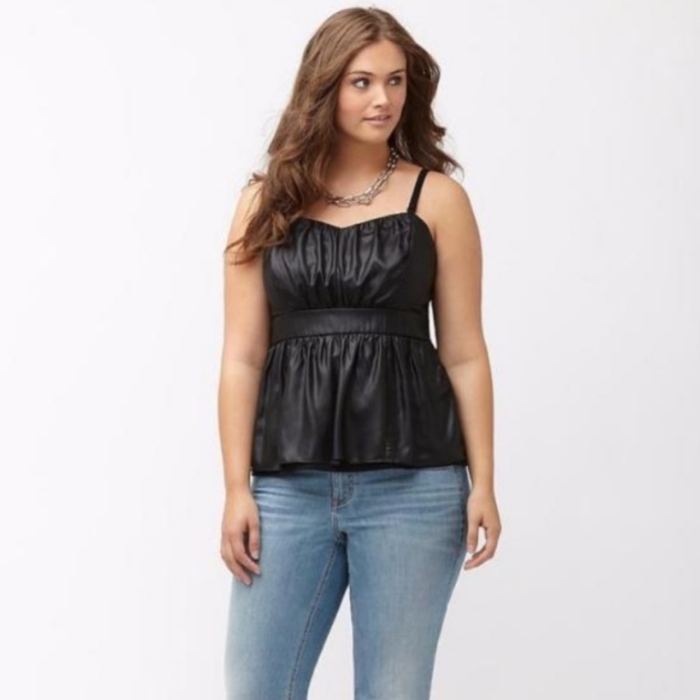 Strapless faux leather top
